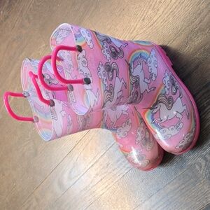 girls pink unicorn rain boots - sz Little girls size 11